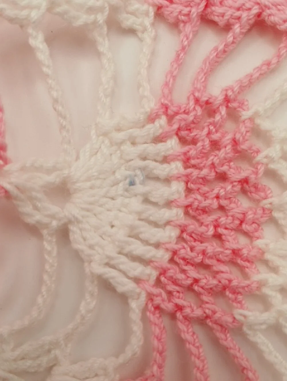 Handmade Pink & White Crochet Doily 20